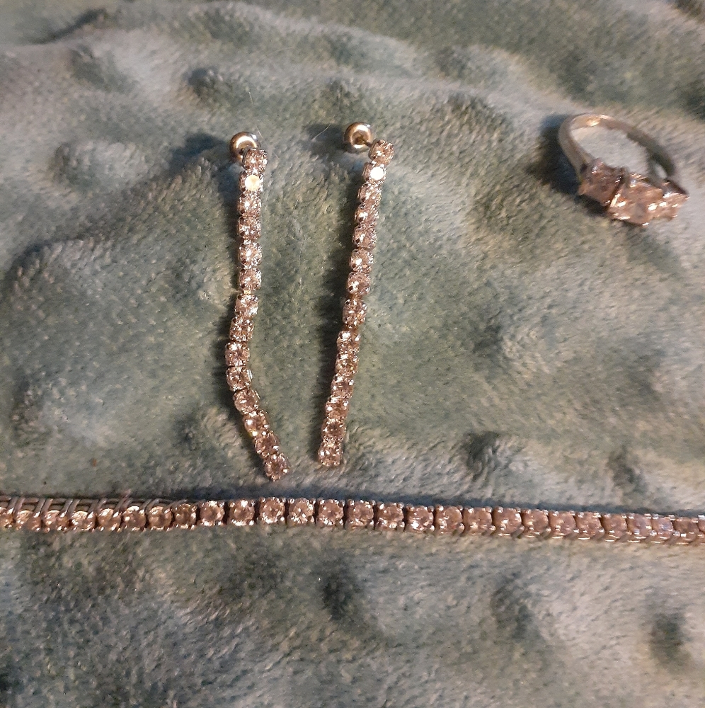CZ 925 Bracelet Earing and ring set